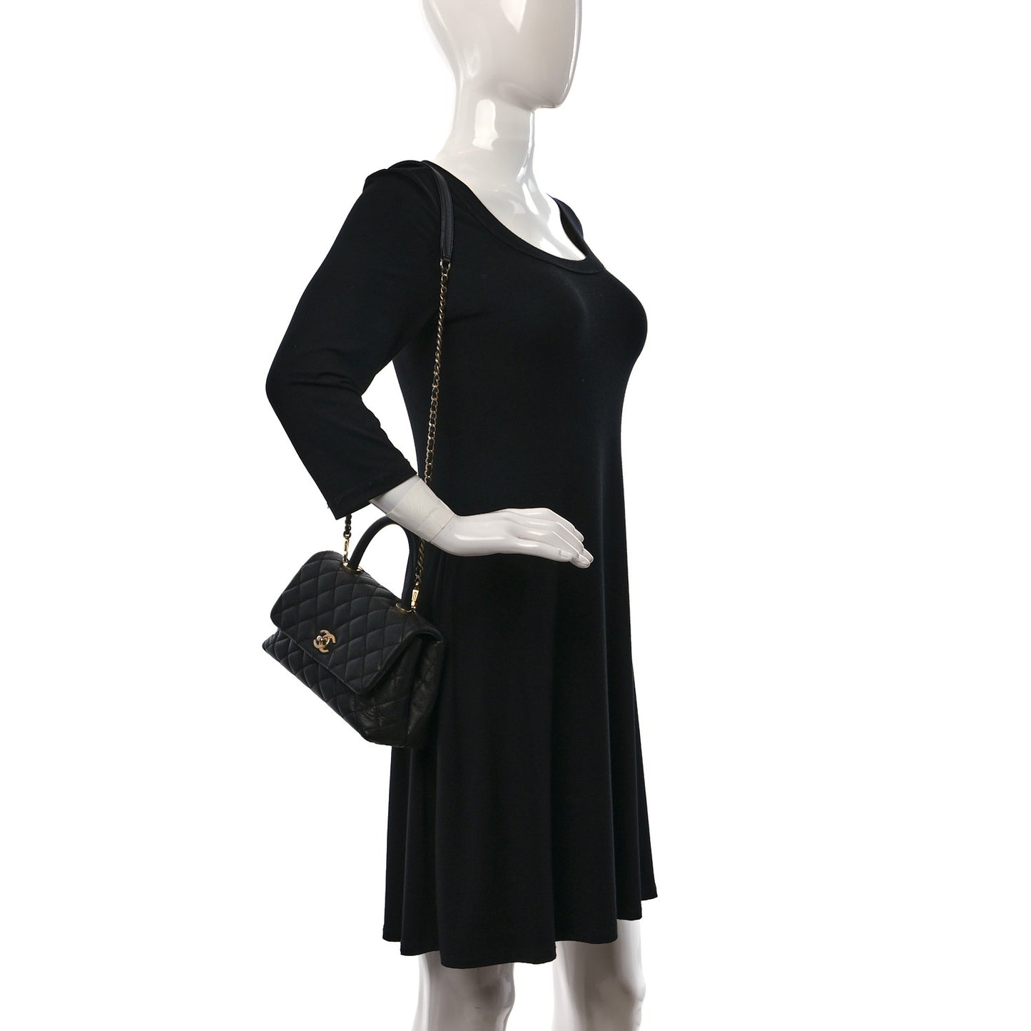 Caviar Quilted Mini Coco Handle Flap Black