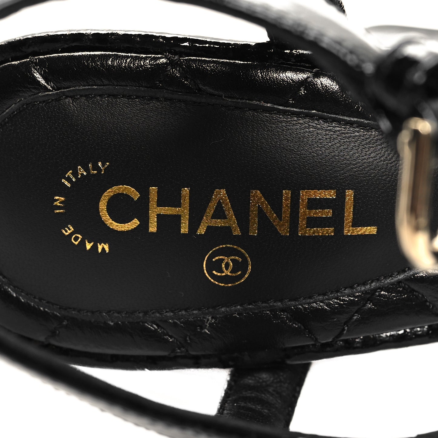 Chevre Craquelee Camellia Sandals 37.5 Black