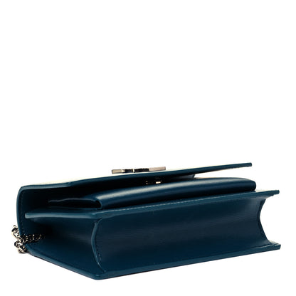 Saint Laurent Calfskin Monogram Sunset Chain Wallet Peacock 4 of 10