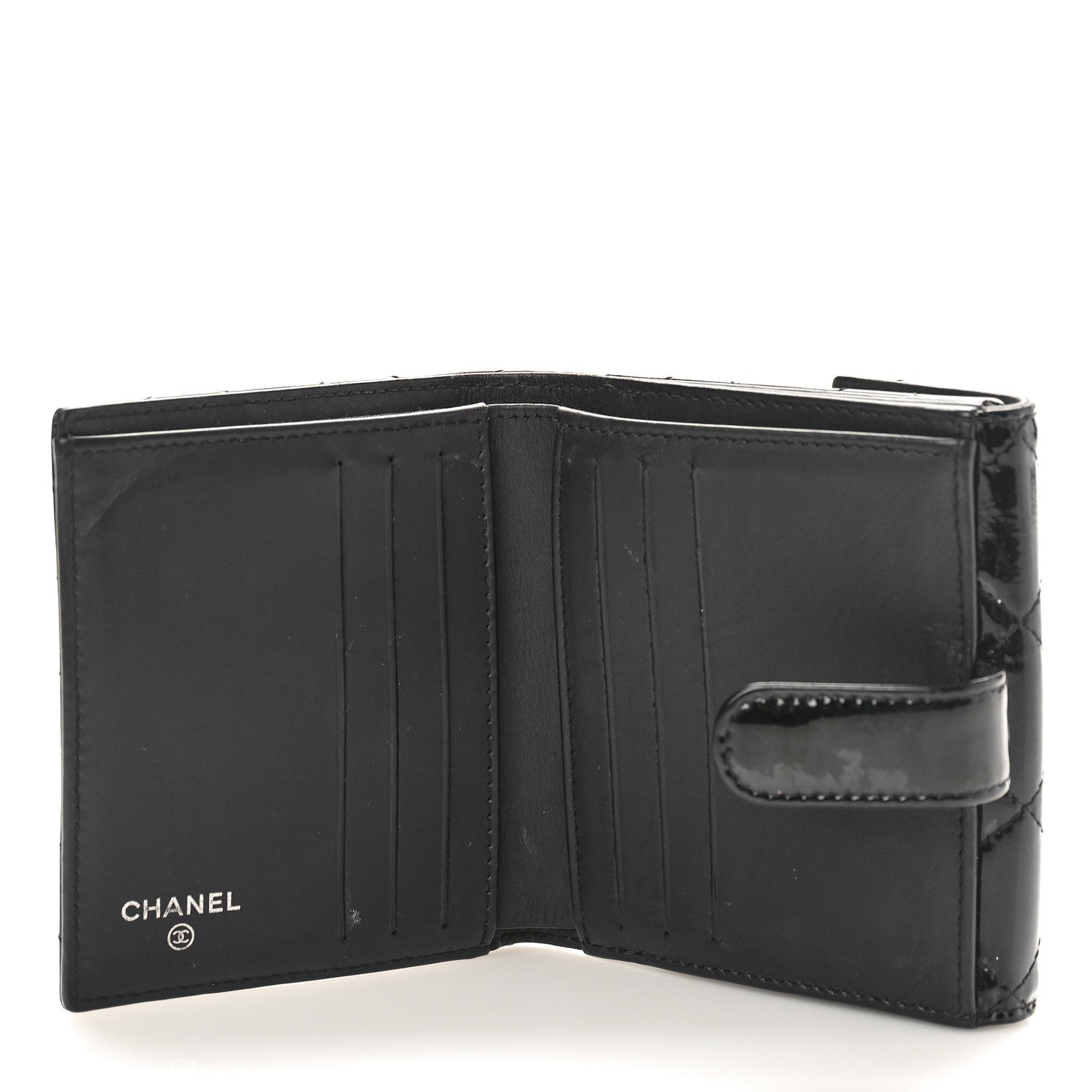Chanel Patent Quilted Compact French Flap Wallet Black 5 of 10