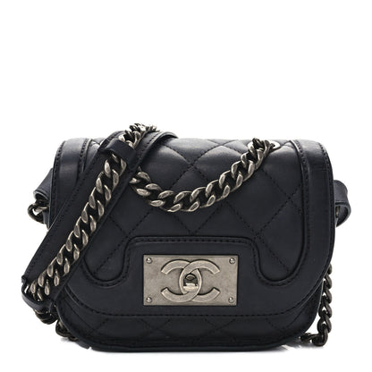 Chanel Calfskin Quilted Small Double Chained Messenger Flap Charcoal 1 of 9