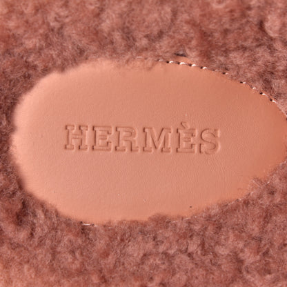 Hermes Suede Goatskin Woolskin Womens Chypre Sandals 37 Rose Aube 7 of 7