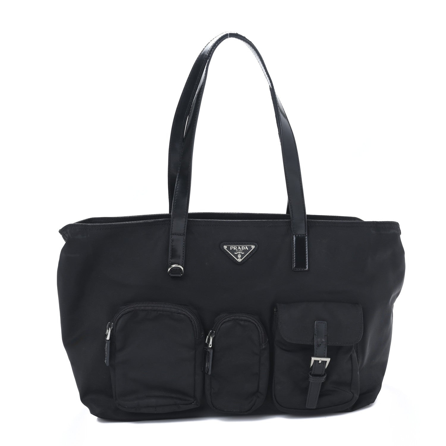 Prada Nylon Front Pockets Tote Black 1 of 8