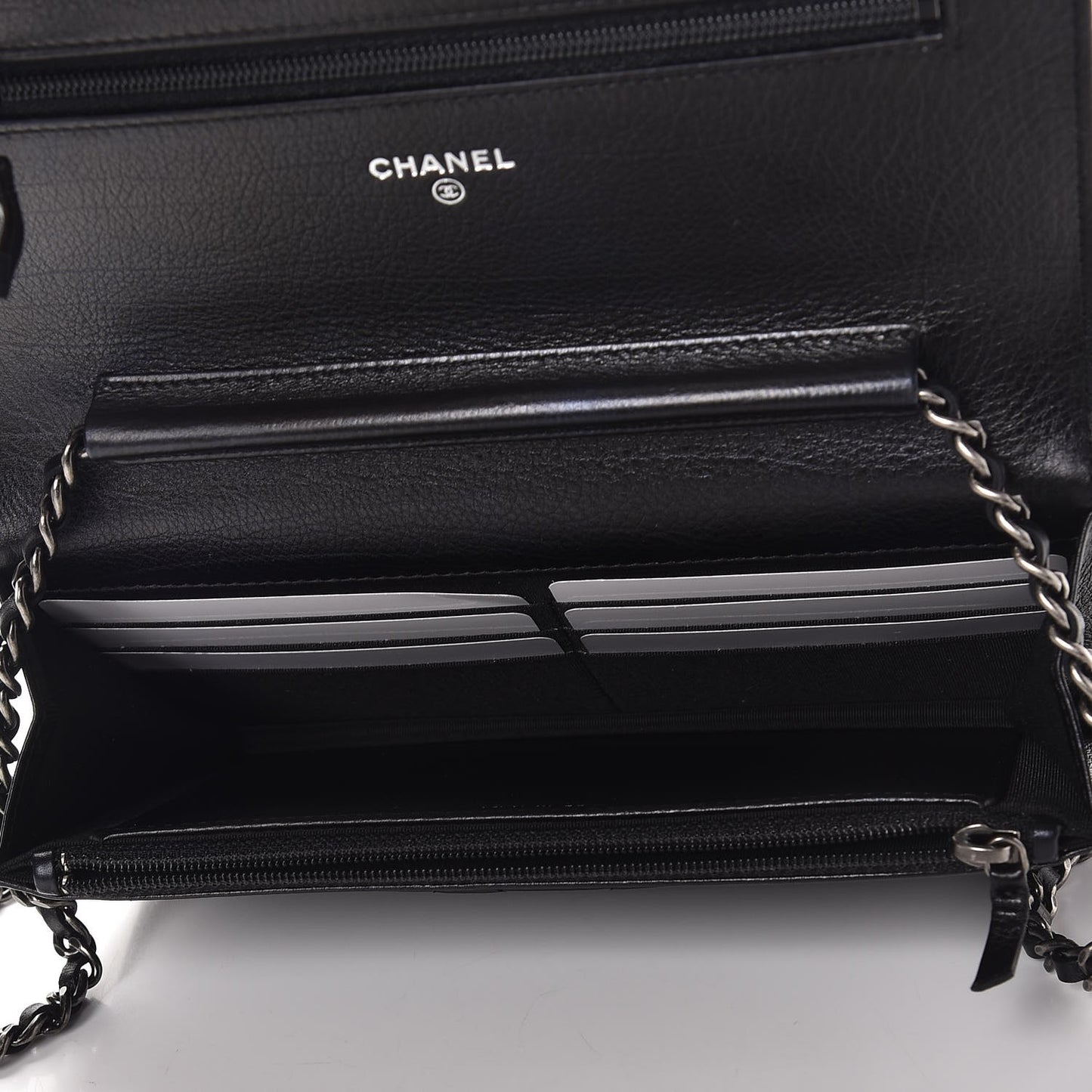 Calfskin Quilted Boy Wallet On Chain WOC Black