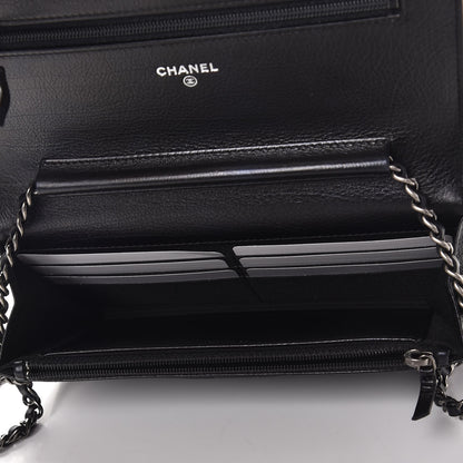 Chanel Calfskin Quilted Boy Wallet On Chain WOC Black 5 of 9