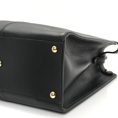 Fendi Vitello Seta Glazed Fabric FF 1974 Medium Peekaboo X-Lite Black Mogano Panna 10 of 12