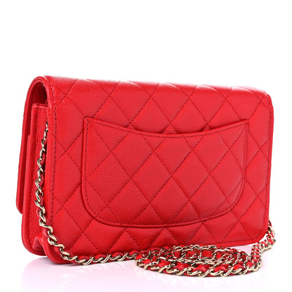 Chanel Caviar Quilted Wallet On Chain WOC Red 3 of 11