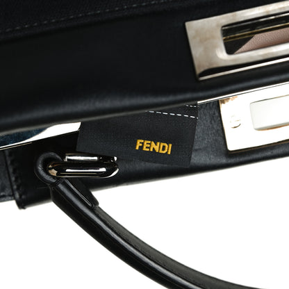 Fendi Canvas Beaded Floral Medium Peekaboo Iconic Satchel Black 7 of 14
