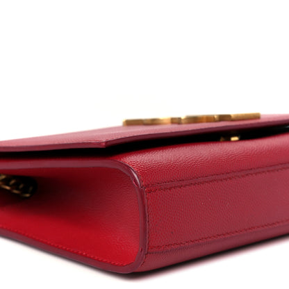 Saint Laurent Grain De Poudre Small Deconstructed Monogram Kate Satchel Red 10 of 11