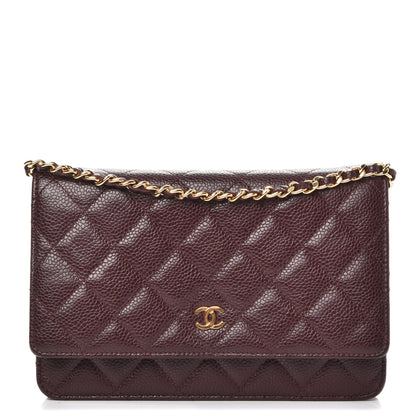 Chanel Caviar Quilted Wallet on Chain WOC Burgundy 1 of 9