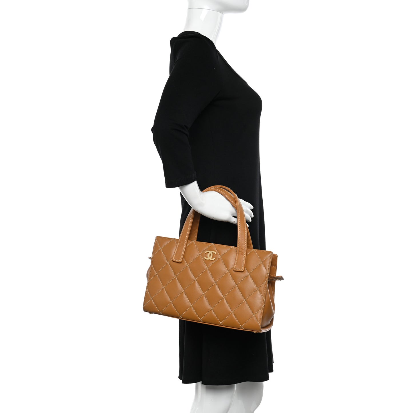 Calfskin Wild Stitch Small Tote Beige