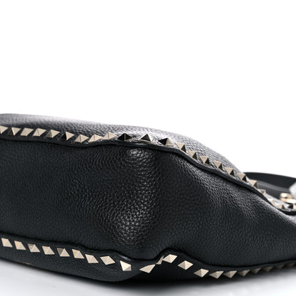 Valentino Garavani Pebbled Calfskin Large Rockstud Flip-Lock Messenger Bag Black 8 of 8