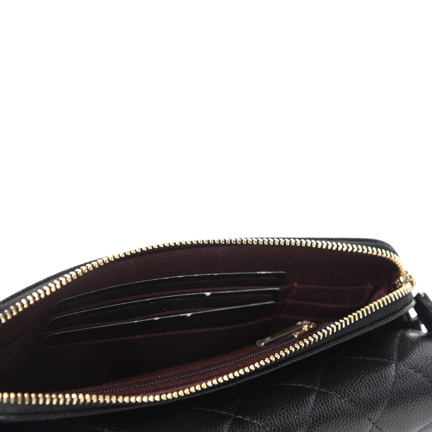 Caviar Quilted Flap Phone Holder With Chain Black