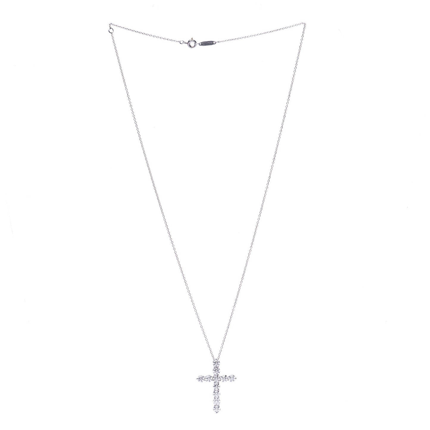 Platinum Diamond Large Cross Pendant Necklace