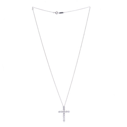 Tiffany Platinum Diamond Large Cross Pendant Necklace 3 of 7