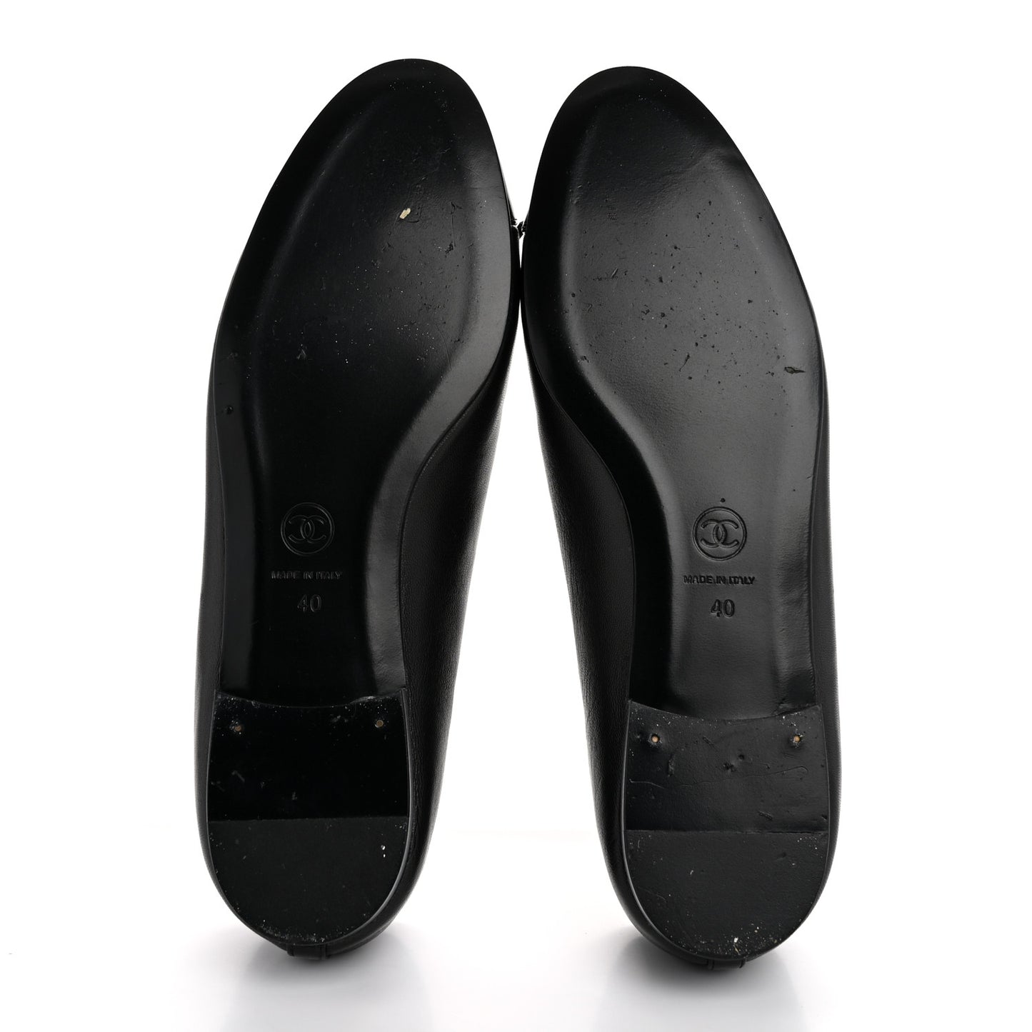 Lambskin Patent Cap Toe CC Ballerina Flats 40 Black