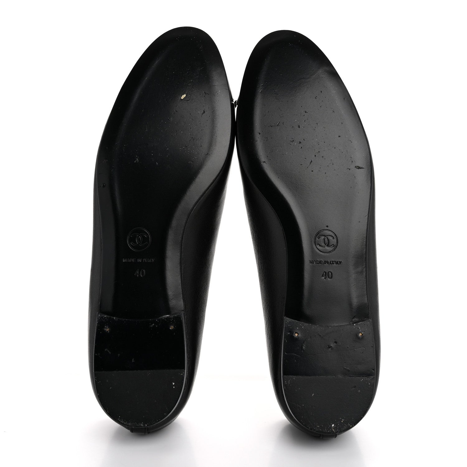 Chanel Lambskin Patent Cap Toe CC Ballerina Flats 40 Black 6 of 12