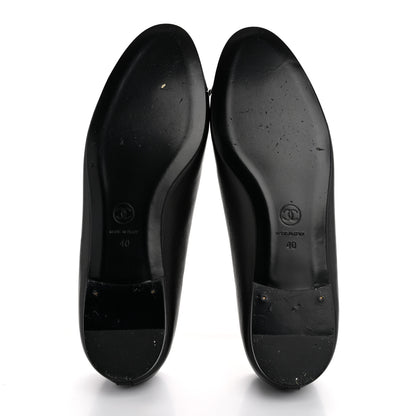 Chanel Lambskin Patent Cap Toe CC Ballerina Flats 40 Black 6 of 12