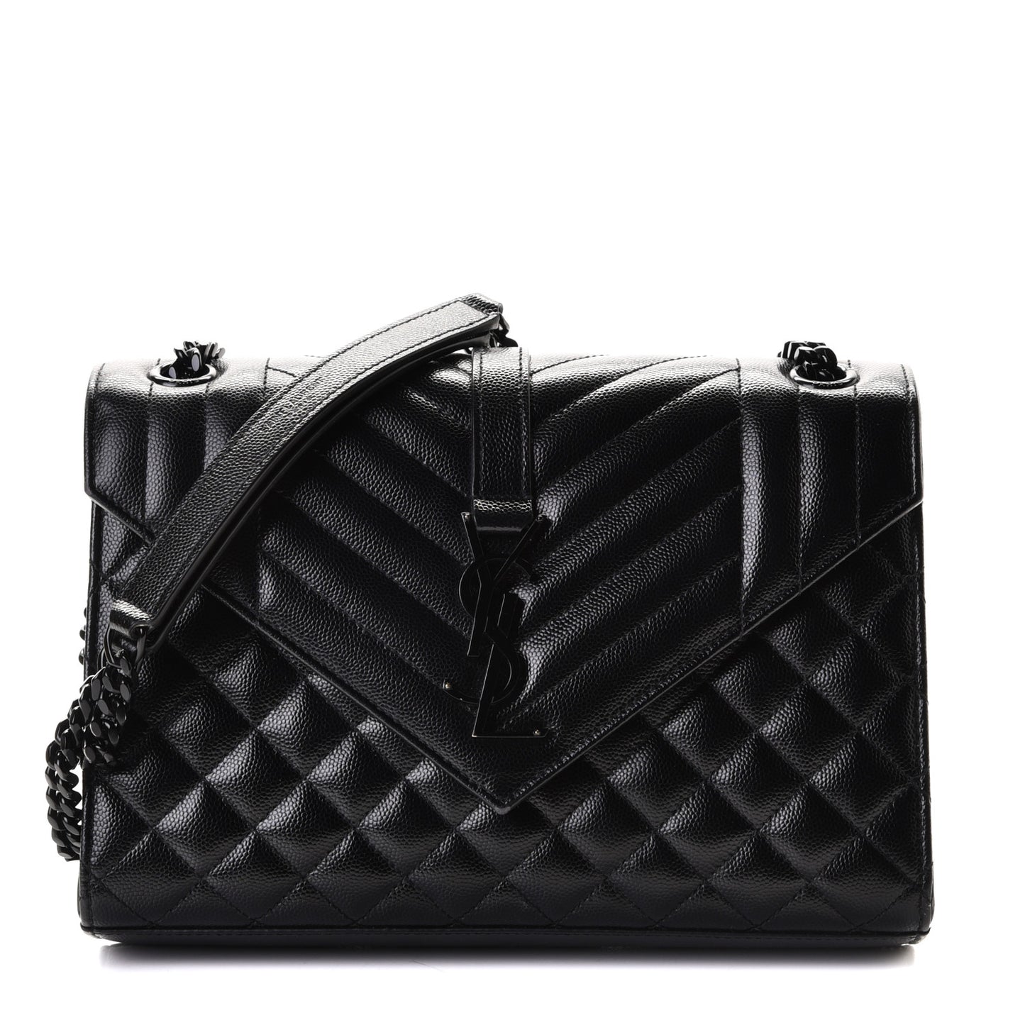 Grain De Poudre Textured Mixed Matelasse Triquilt Medium Monogram Satchel Black