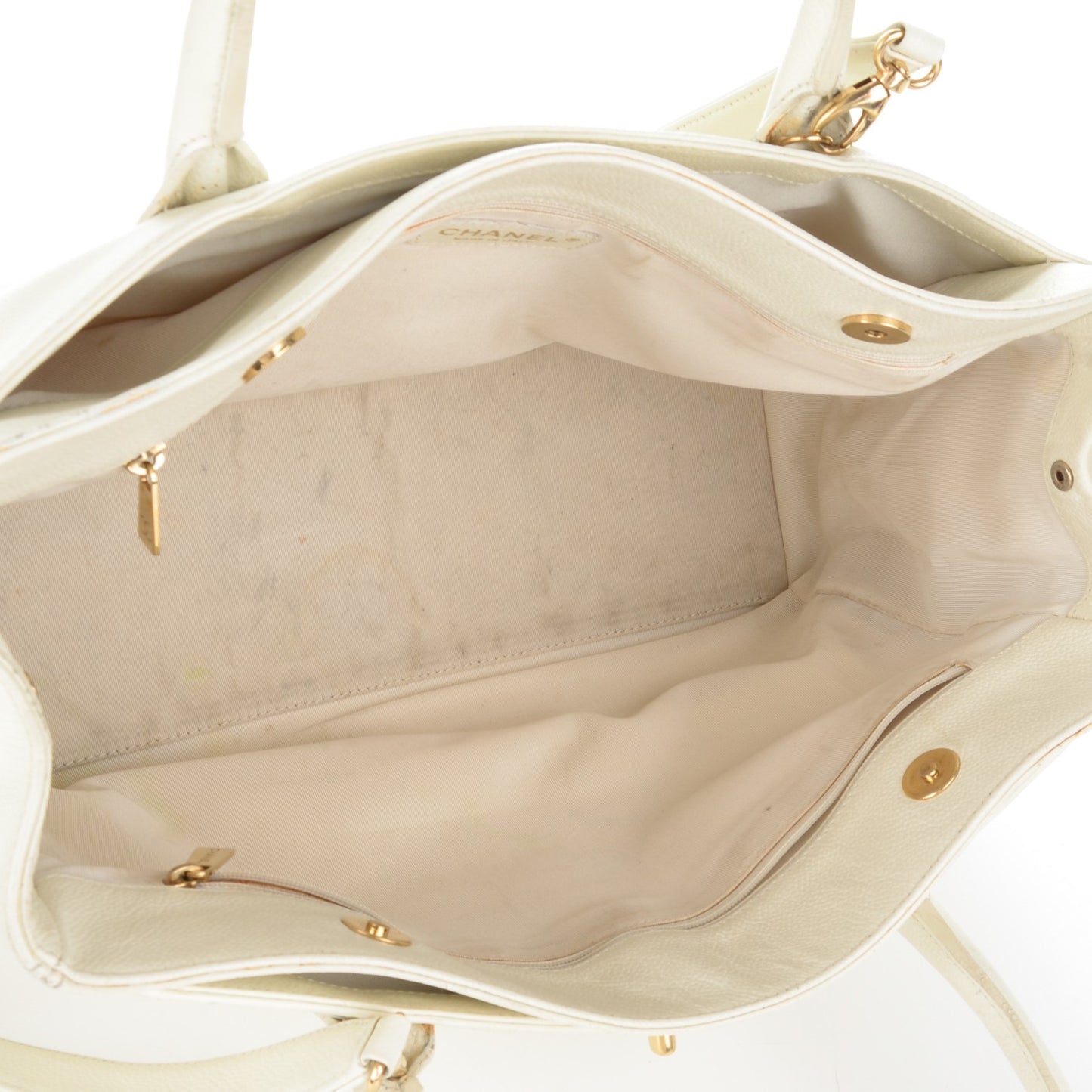 Calfskin Cerf Executive Shopper Tote White