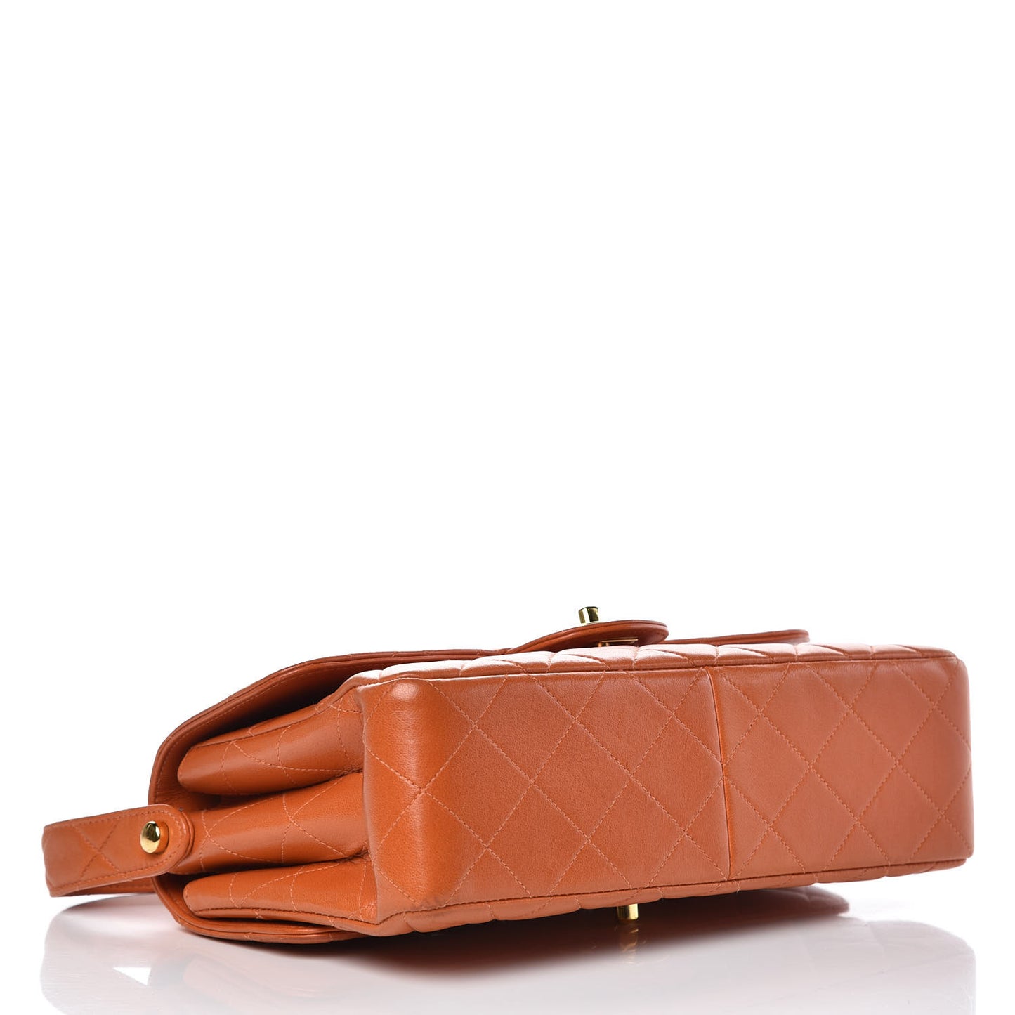 Lambskin Quilted Medium Double Sided Flap Orange