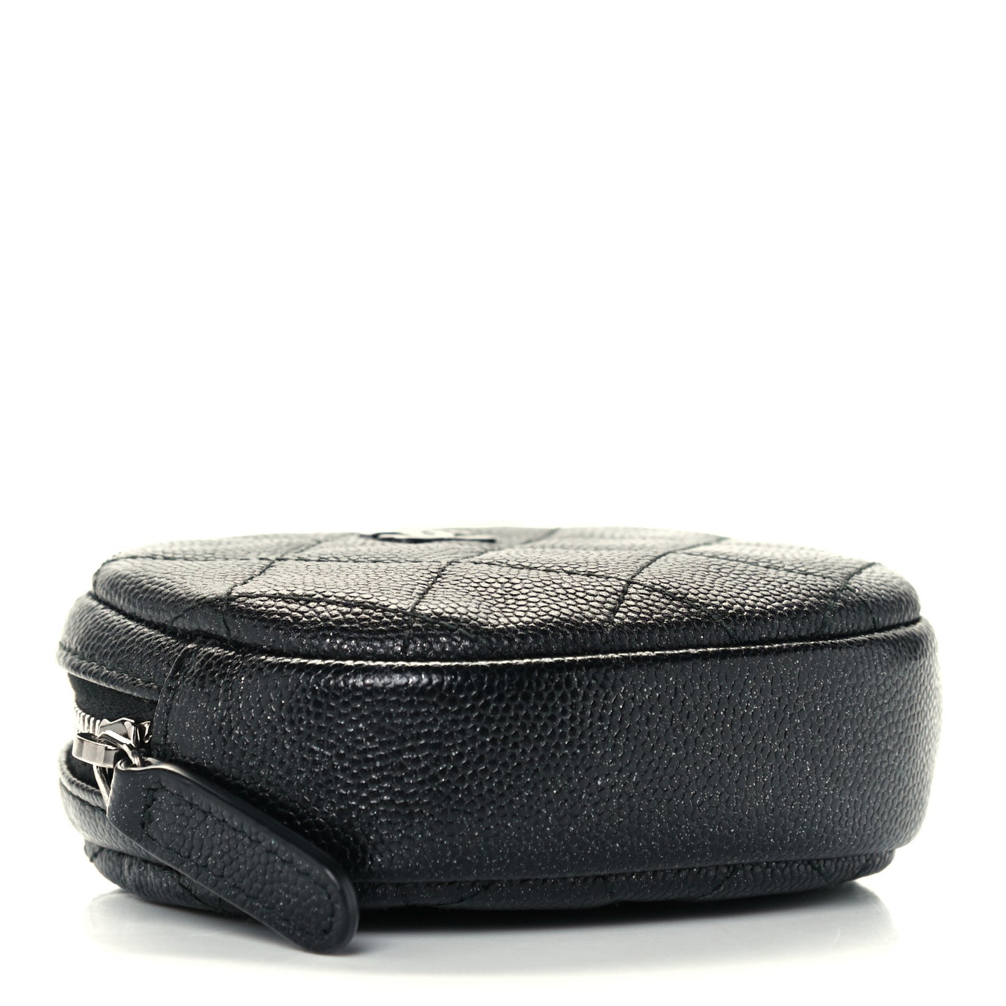 Iridescent Caviar Quilted Zip Around Classic Coin Purse Black