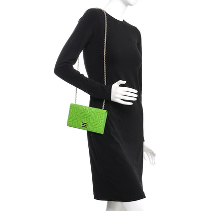 Fendi Nappa Logo Embossed Long Wallet On Chain Green 2 of 9