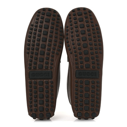 Gucci Soft Clove Calfskin GG Supreme Monogram Mens Interlocking G Driver Loafers 8 Brown 7 of 13