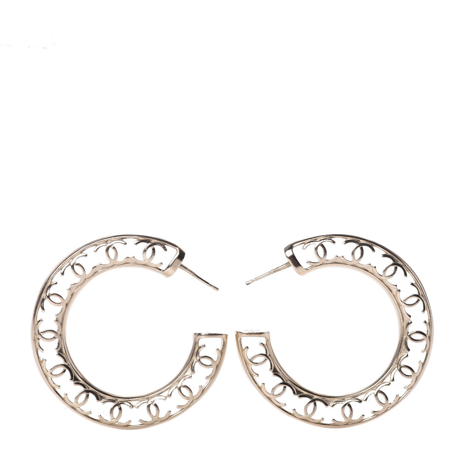 Chanel CC Hoop Earrings Gold 1 of 7
