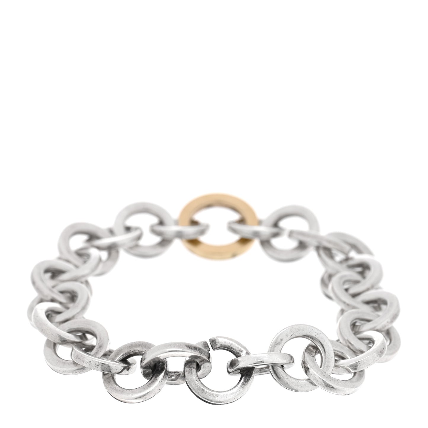 Sterling Silver 18K Yellow Gold Circle Link Bracelet