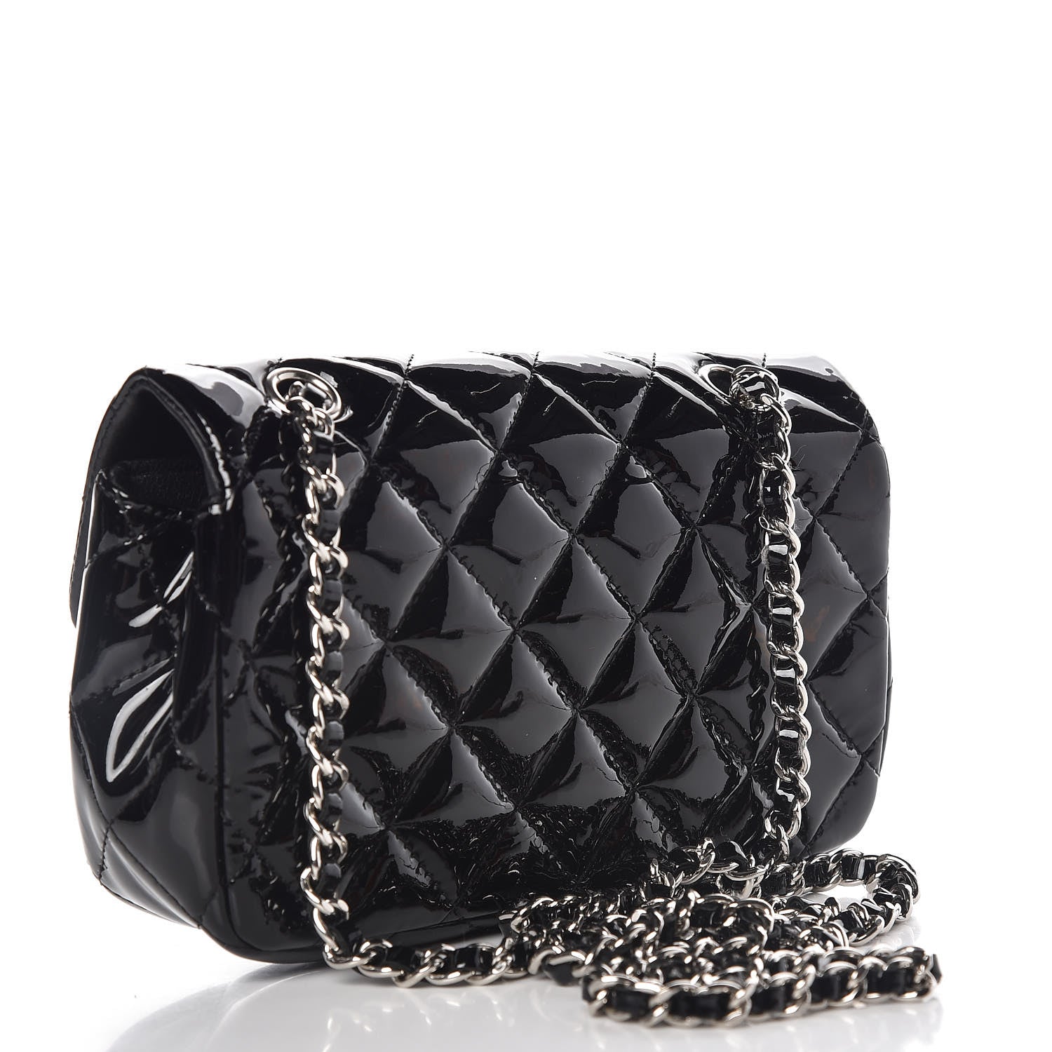Chanel Patent Calfskin Quilted Extra Mini Rectangular Flap Black 3 of 9