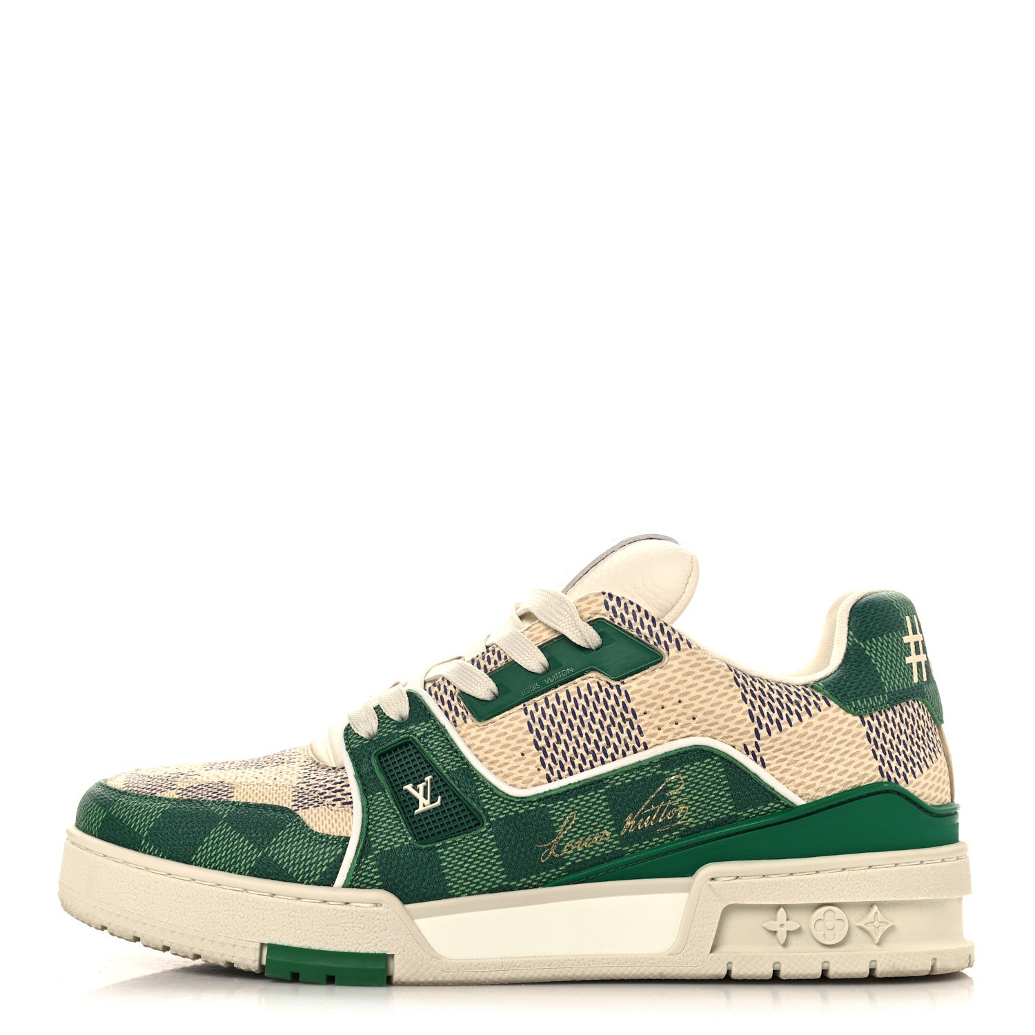 Louis Vuitton Damier Grained Calfskin Monogram Mens LV Trainer Sneakers 4 Green 1 of 8
