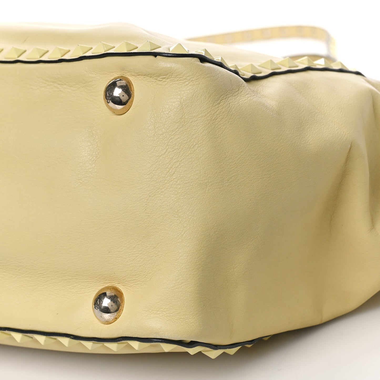 Vitello Monochrome Medium Rockstud Tote Light Yellow