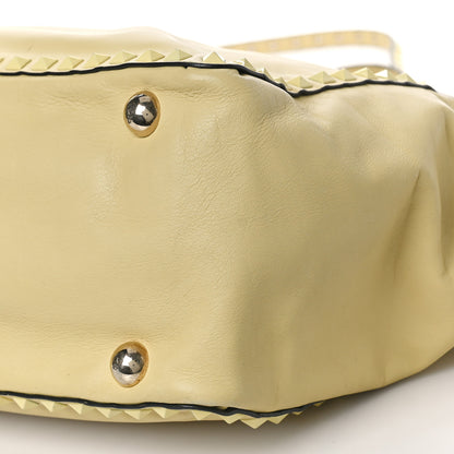 Valentino Garavani Vitello Monochrome Medium Rockstud Tote Light Yellow 8 of 13