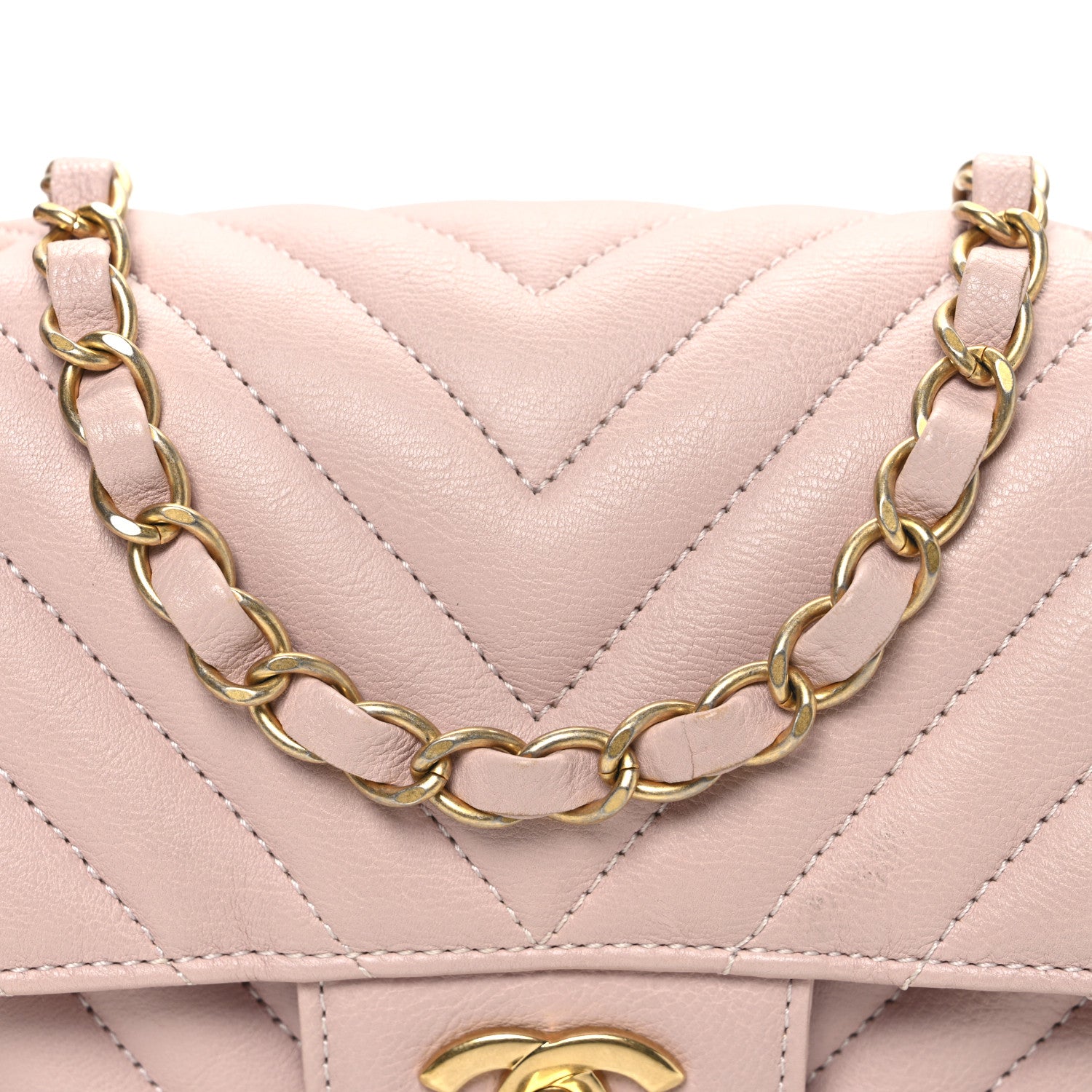 Chanel Calfskin Chevron Quilted Mini Rectangular Flap Light Pink 8 of 10