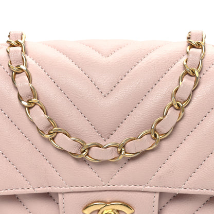 Chanel Calfskin Chevron Quilted Mini Rectangular Flap Light Pink 8 of 10