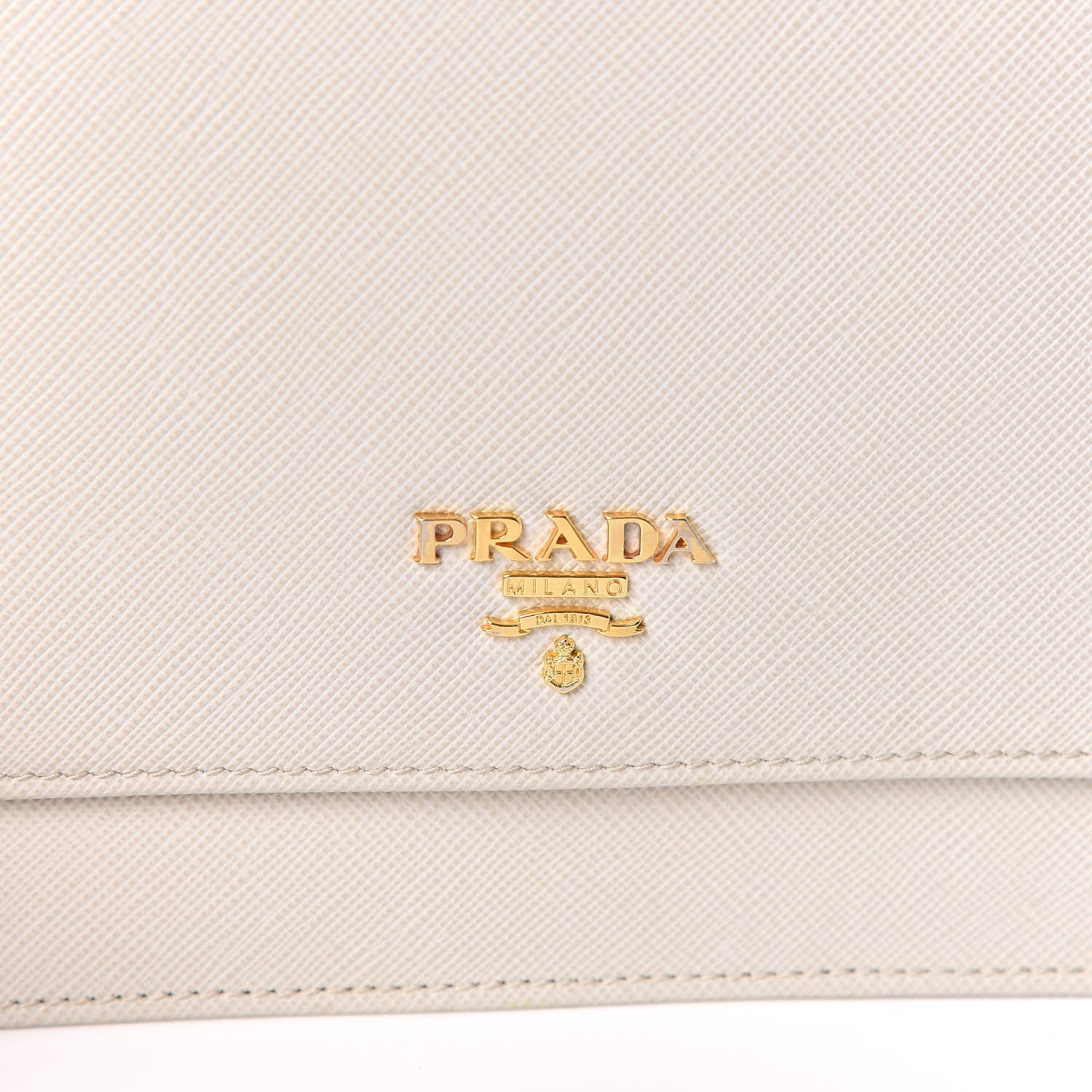 Prada Saffiano Metal Flap Wallet with Strap Talco 14 of 15