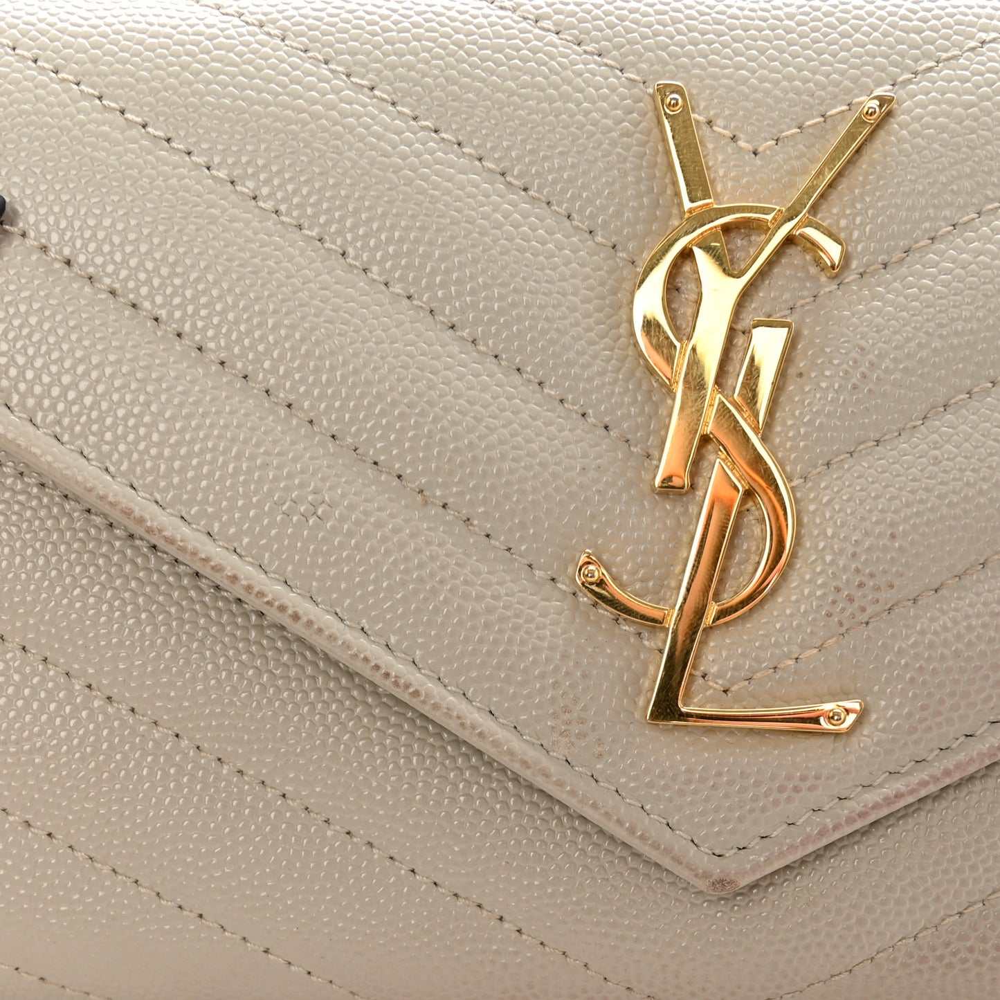 Grain De Poudre Matelasse Chevron Monogram Flap Wallet Crema Soft