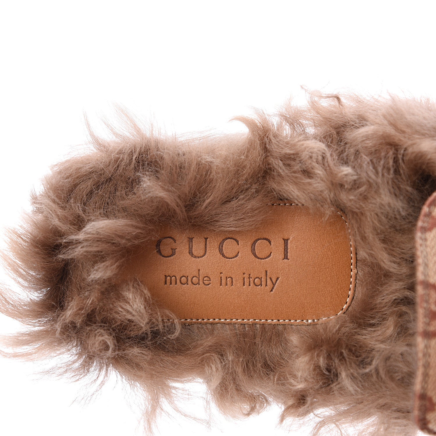 Gucci GG Monogram Fur Mens Princetown Slippers 6 Beige Ruggine Rust 7 of 8