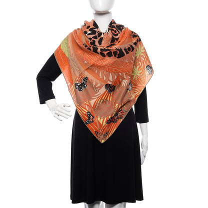 Hermes Cashmere Silk Jaguar Quetzal Shawl 140 2 of 7