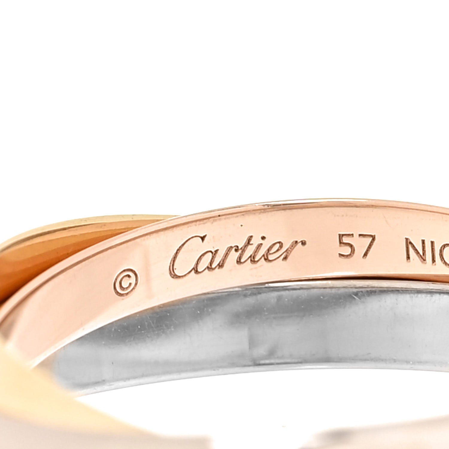 Cartier 18K Pink Yellow White Gold Classic Trinity Ring 57 8 4 of 6