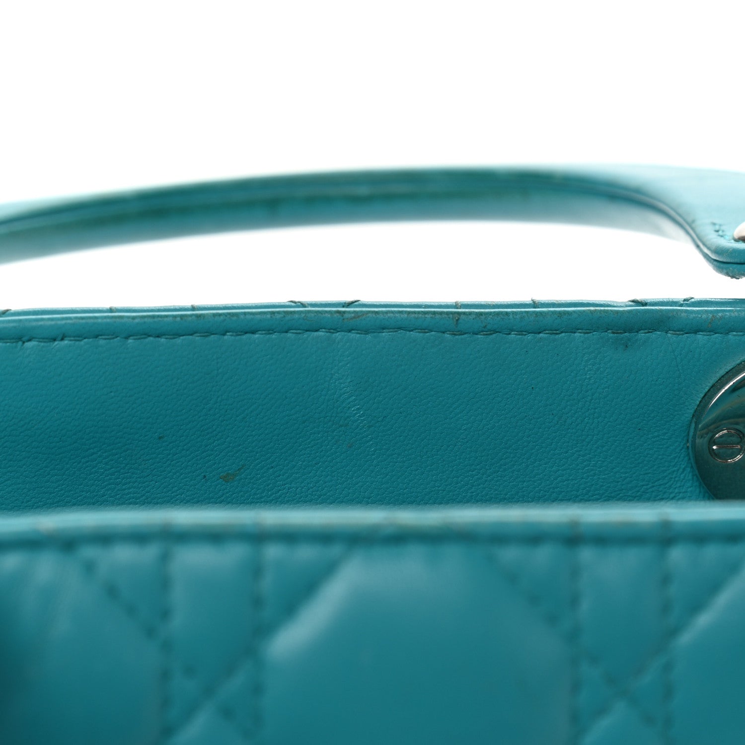 Christian Dior Lambskin Cannage Medium Lady Dior Turquoise 17 of 20
