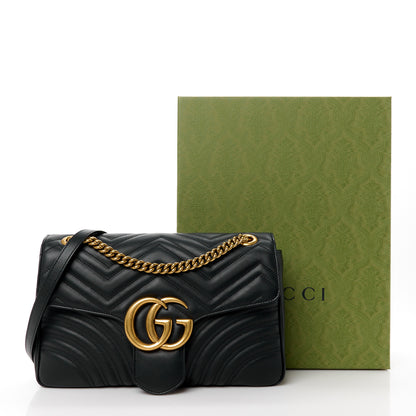 Gucci Calfskin Matelasse Medium GG Marmont Shoulder Bag Black 14 of 14