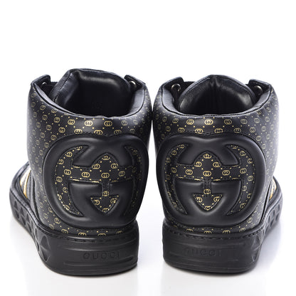 Gucci X DAPPER DAN Calfskin Laminated Ayers GG Micro Monogram High Top Sneakers 36 Black 5 of 11