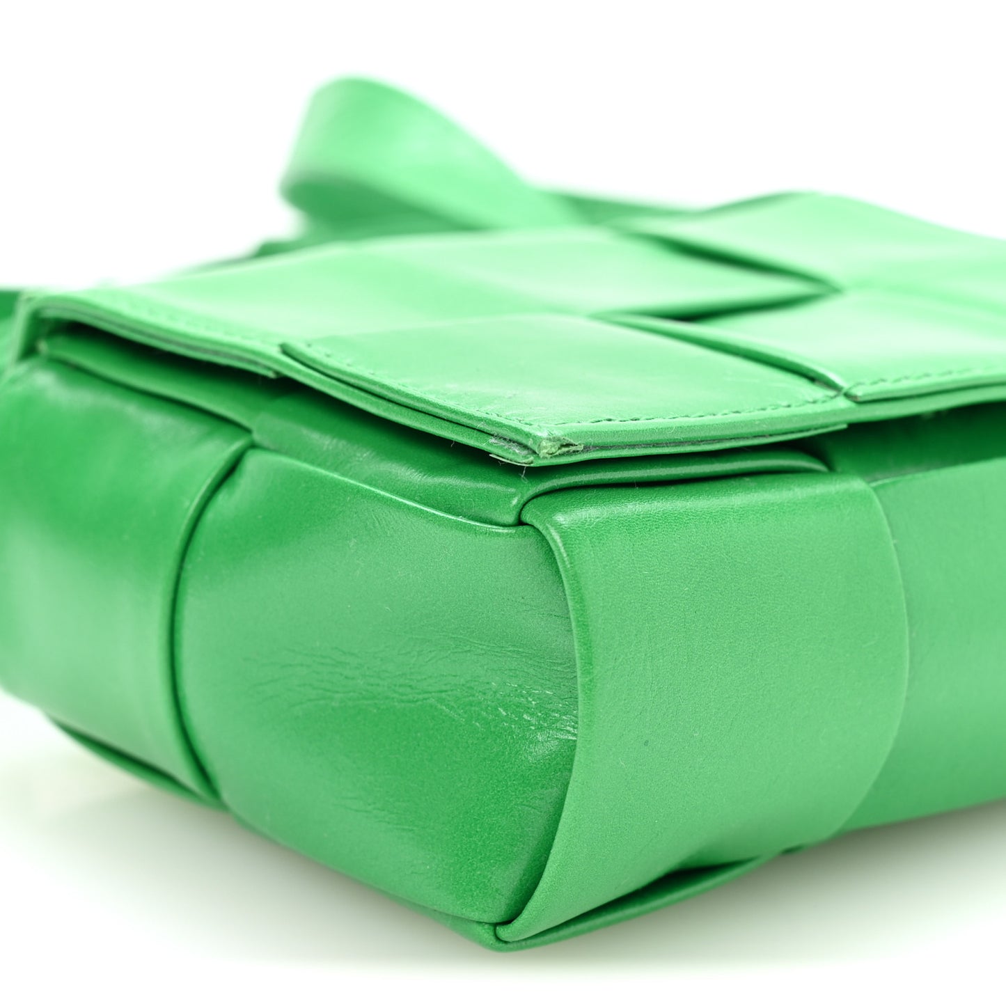 Crinkled Lambskin Maxi Intrecciato Extra Mini Cassette Crossbody Bag Parakeet