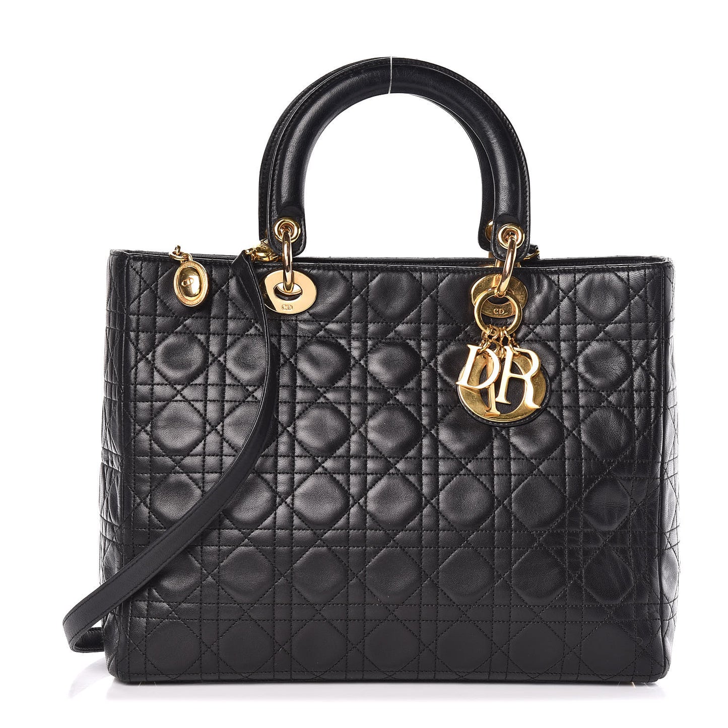 Lambskin Cannage Large Lady Dior Black