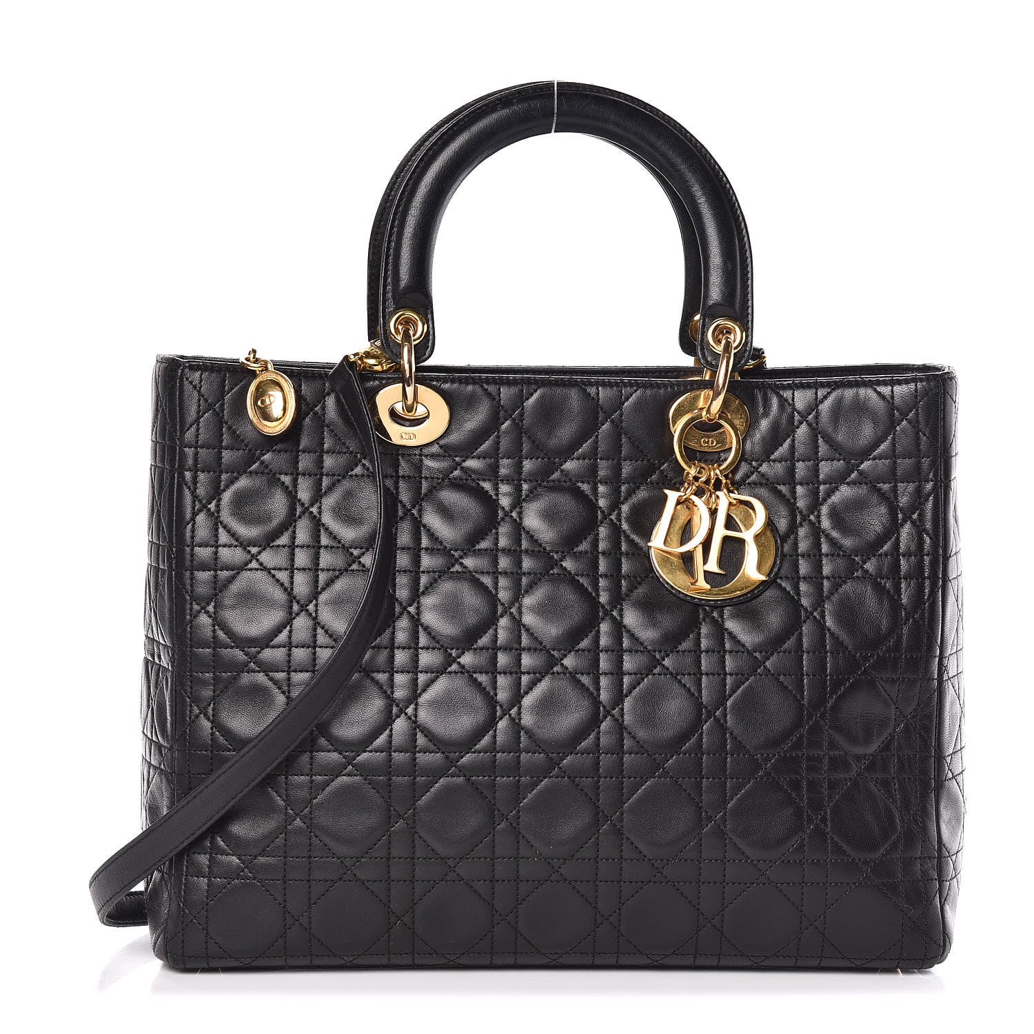 Christian Dior Lambskin Cannage Large Lady Dior Black 1 of 17