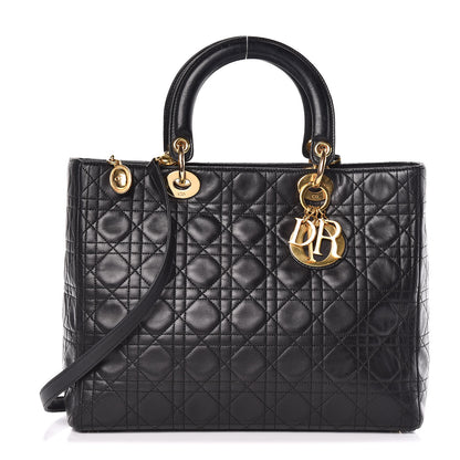Christian Dior Lambskin Cannage Large Lady Dior Black 1 of 17