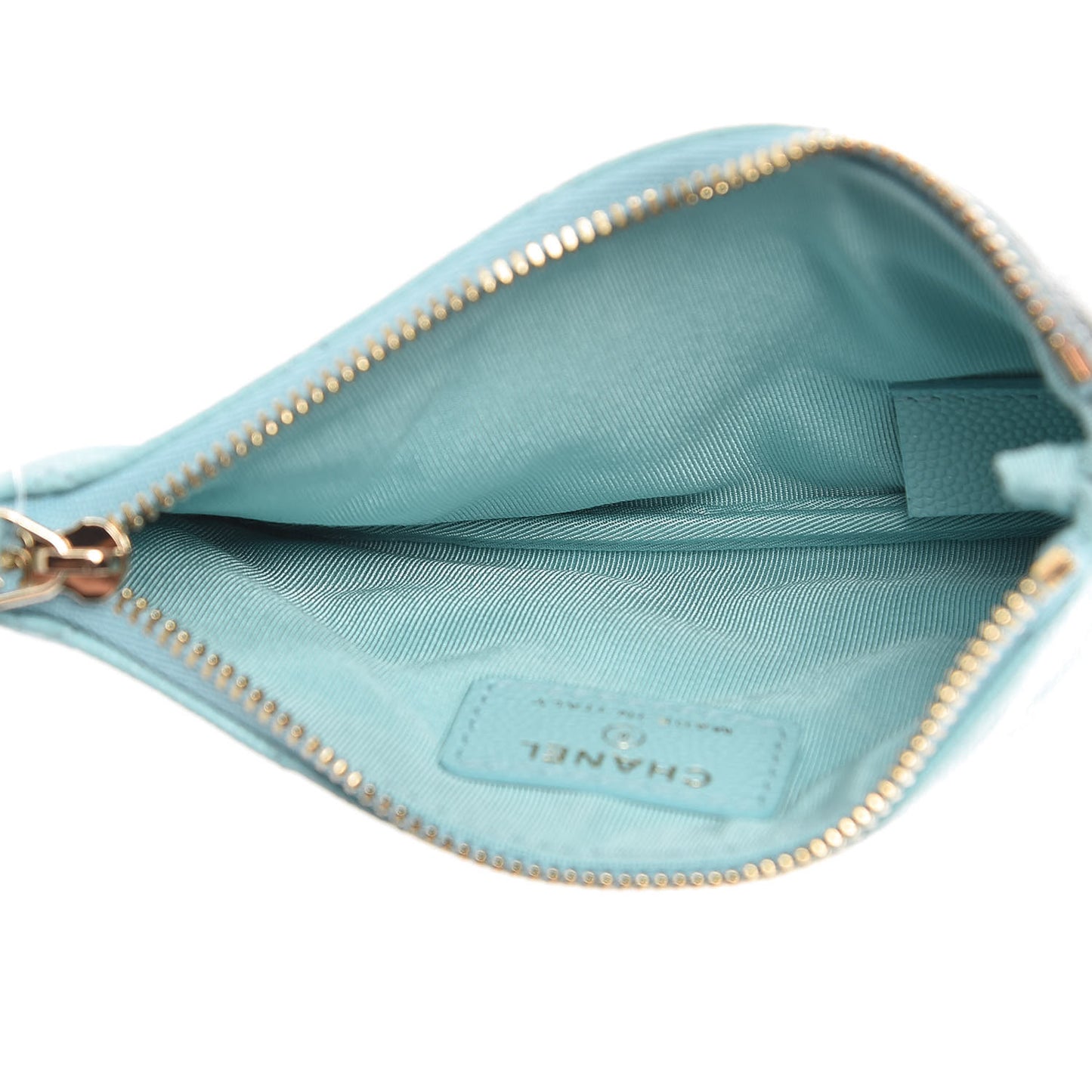 Caviar Quilted Small Cosmetic Case Light Blue