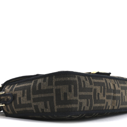 Fendi Fabric Jacquard FF 1974 Medium Baguette Tobacco Moro Black 9 of 10